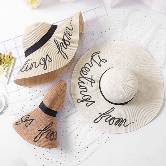 *MEADOW* Beige Embroidered Summer Beach Hat - Picture 5 of 7